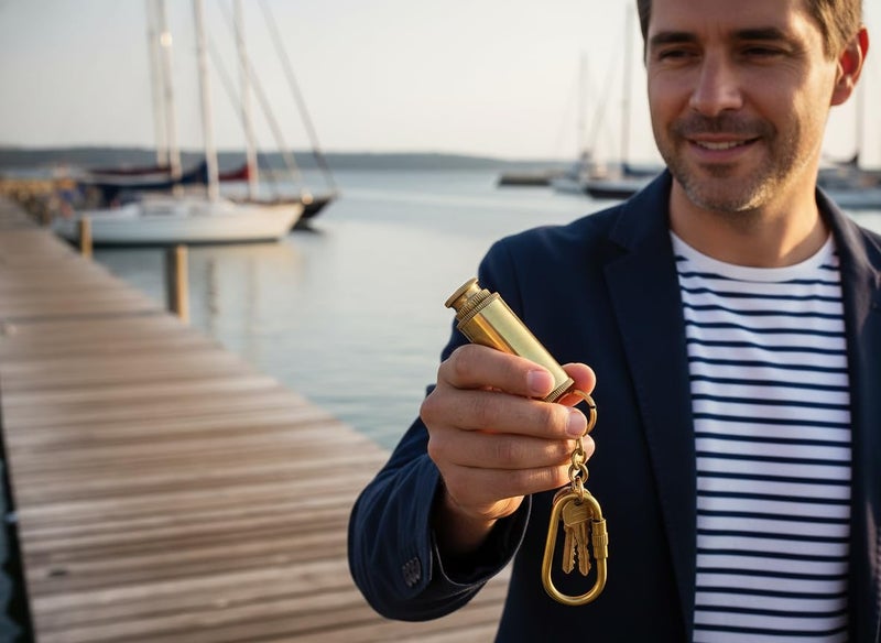 NAUTICALMART 3 Inch Brass Spyglass Key Chain | Perfect Nautical Gift, Ideal for Maritime Enthusiasts, Steampunk and Pirate Cosplay, Decorative Brass Key Ring - Image 5